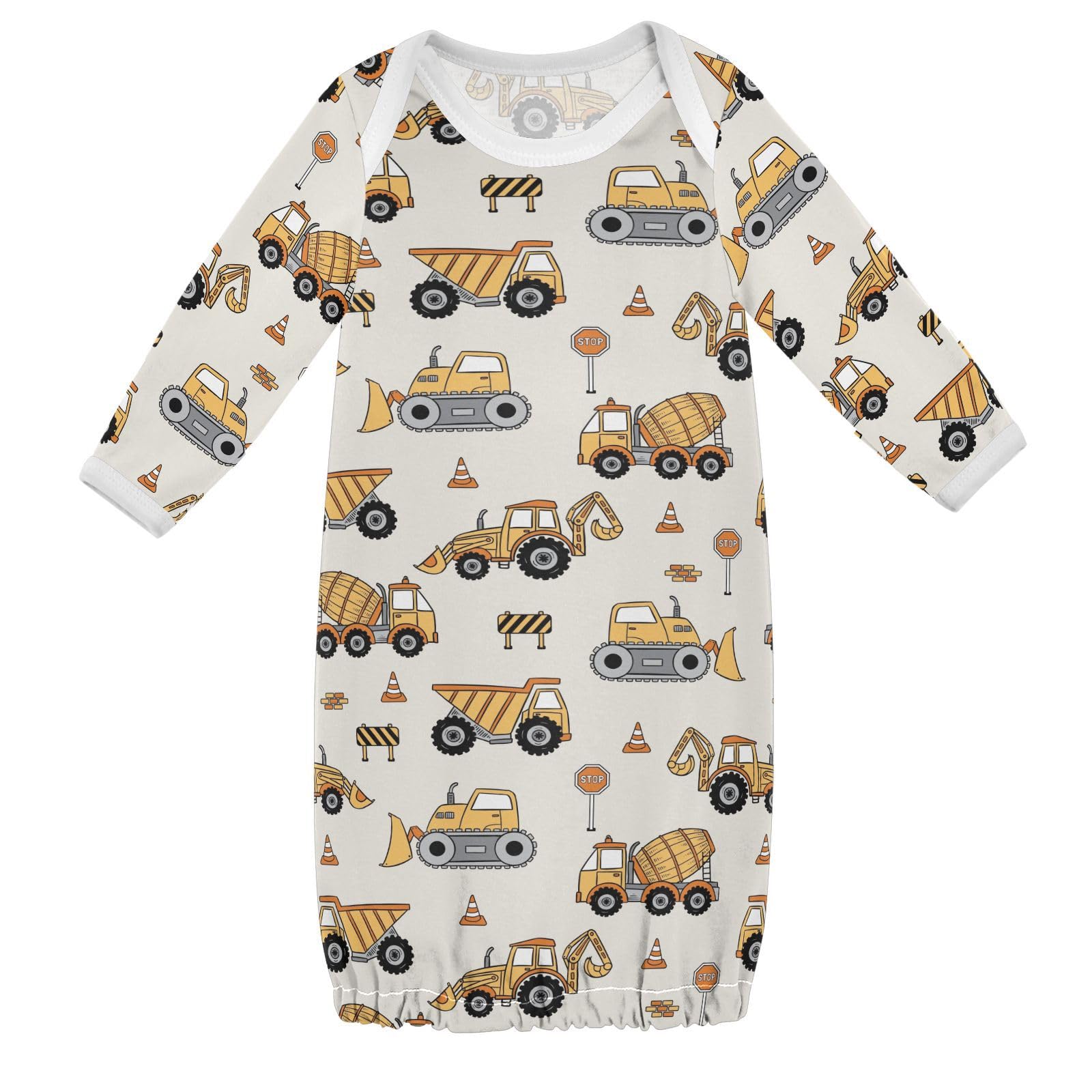 WIFIU Construction Vehicle Pattern Baby Girls Boys Sleeper Gown Cotton Nightgown Long Sleeve, Baby Nightdress Sleeping Clothes for Newborn 6-12 Months Multicolor