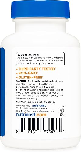 Miniatura 4 de Nutricost Extracto de hoja de frambuesa roja (equivalente a 4500 mg) 120 cápsulas Suplemento vegano, 60 porciones