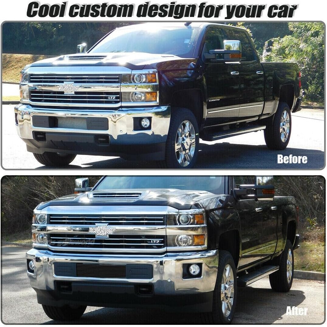 Black Lower Bumper Grill Compatible with Chevy Silverado 3500HD 2500HD 2015-2019 Aluminum Billet Grille Insert 2016 2017 2018