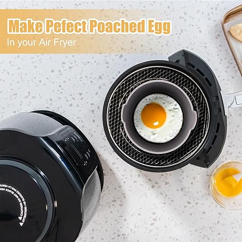 Miniatura 5 de Molde de silicona para huevos de 3 piezas para freidora de aire, moldes de silicona antiadherentes de 3 x 2.2 pulgadas para freidora de aire, moldes