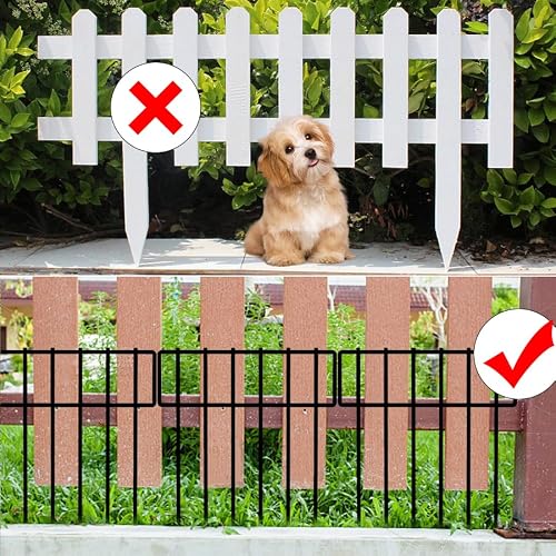 Voittozege 10 Pack Animal Barrier Fence, No Dig Fencing 10.8ft(L) × 12in(H) Rustproof Metal Small Garden Fence Border Metal Fence Panels Garden Fence Border for Dogs Rabbits, Outdoor Landscaped Yard - Thumbnail 4