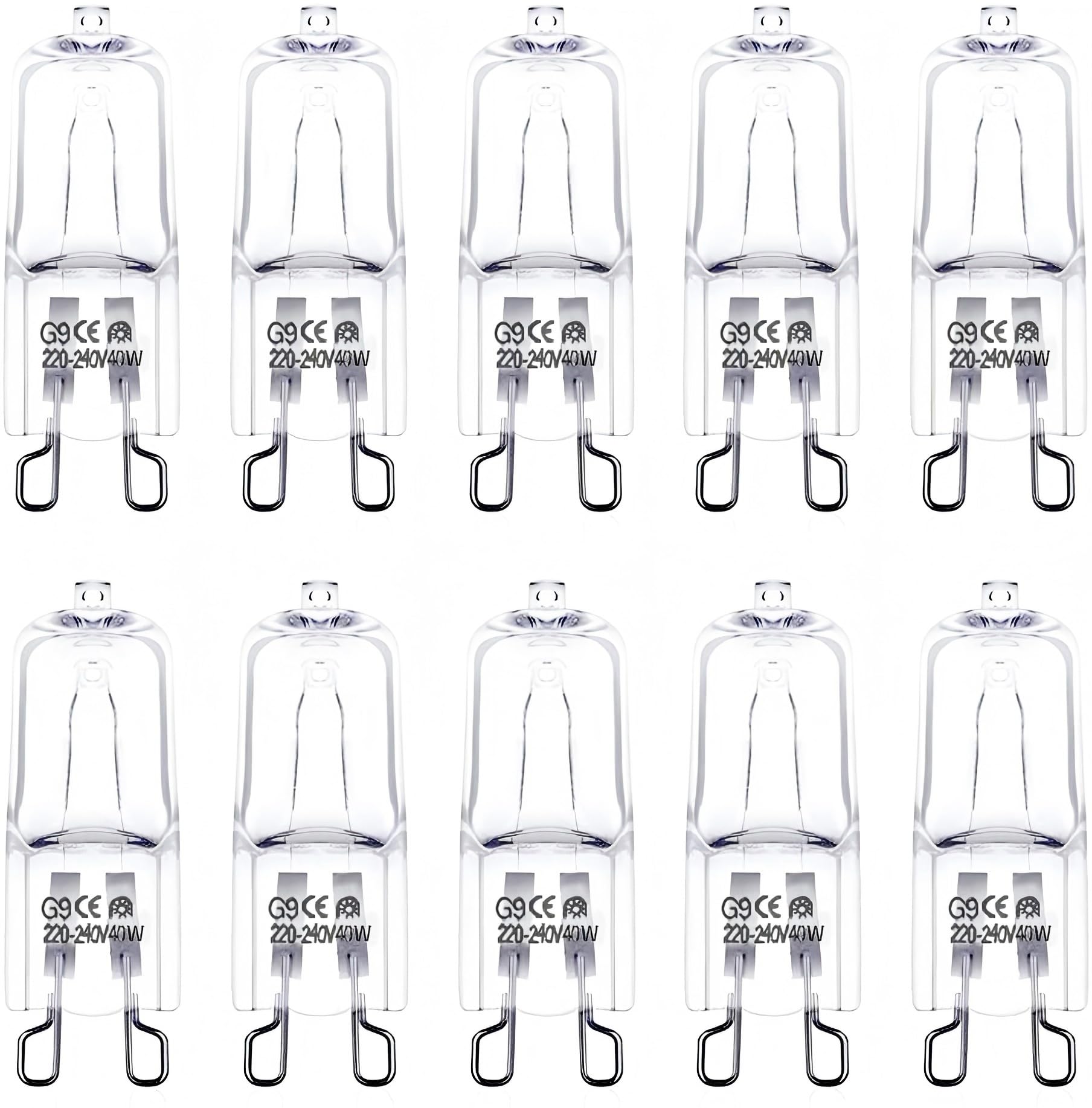 DoRight 10 Pack G9 Halogen Wax Burner Bulbs 40W, 230V 2700K Warm White Dimmable Capsule for Melt Lamp Replacement, Candle & Nightlights Warmers