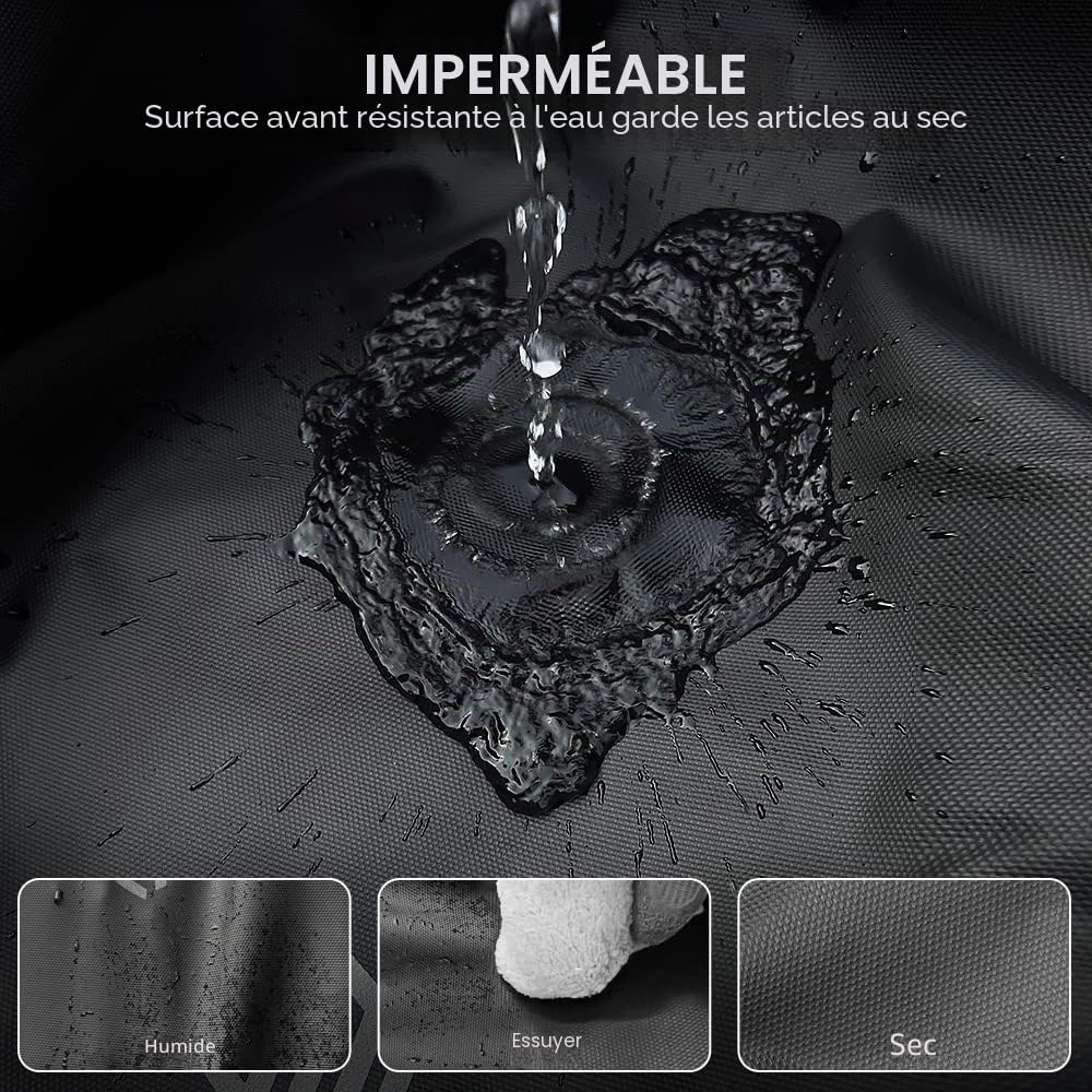 ILM Sac à dos moto multifonctionnel-sac à dos moto sac d'école bandes réfléchissantes étanches avec grande capacité, noir, modèle MB01