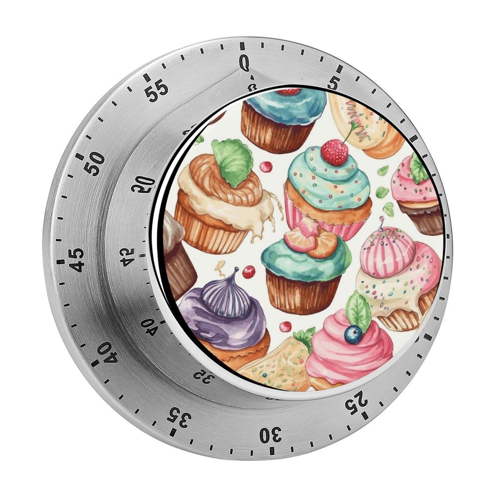 Cupcakes Donuts Muffins Sugar Timers Adsorbable Stainless Steel Kitchen Timer Loud 60 Minute Visual Timer Portable Manual Countdown Timers Alarm Clock Time Management Tool for Home Work