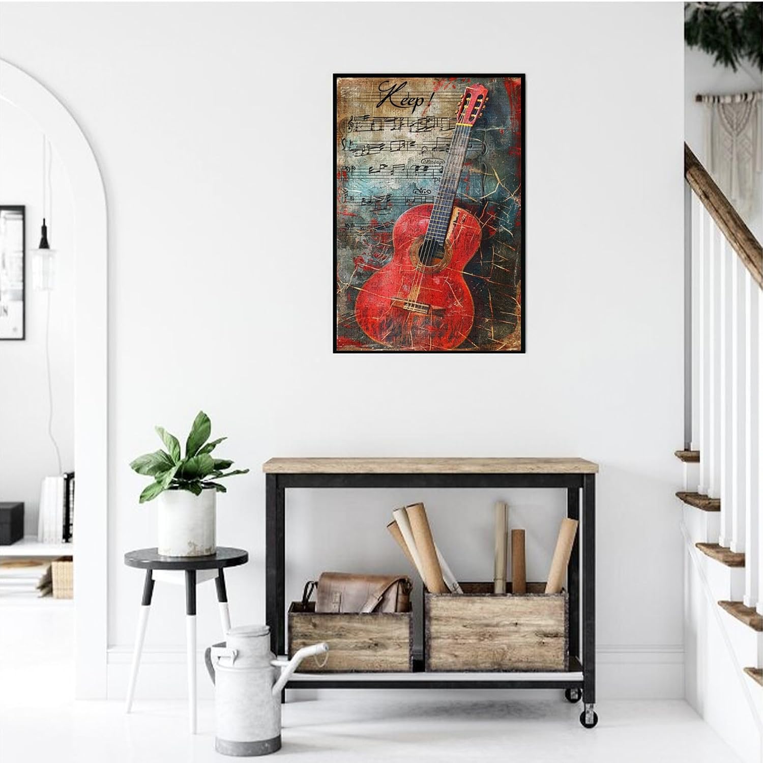 Guitar & Sheet Music, Puzzles for Adults 1000 Pieces, Adult Wooden Jigsaw Puzzle, Vintage Music Puzzle Home Decor, Puzzles for Music Lovers, Relax and Enjoy The Fun of Solving Puzzles