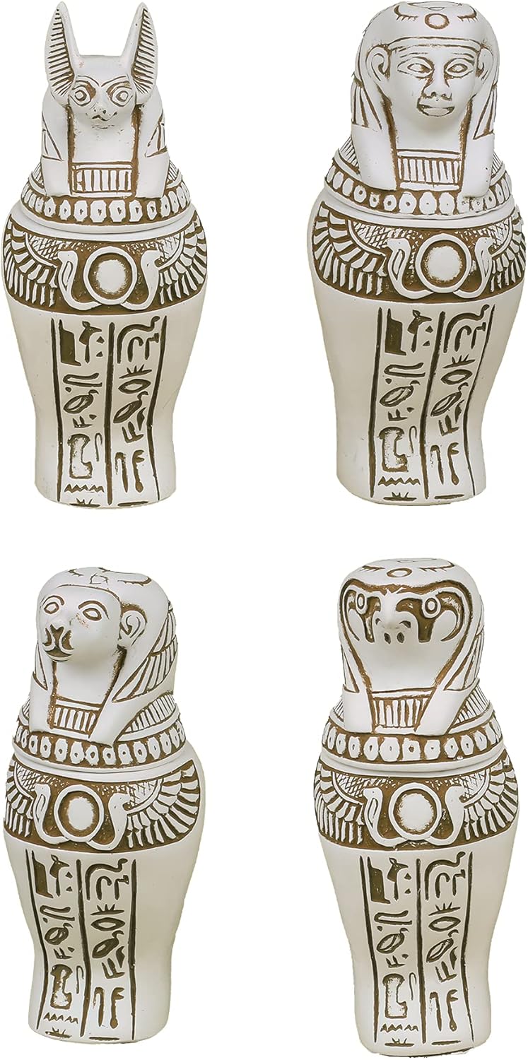 Ancient Egyptian Set of canopic jars made of polystone , 2725616416646