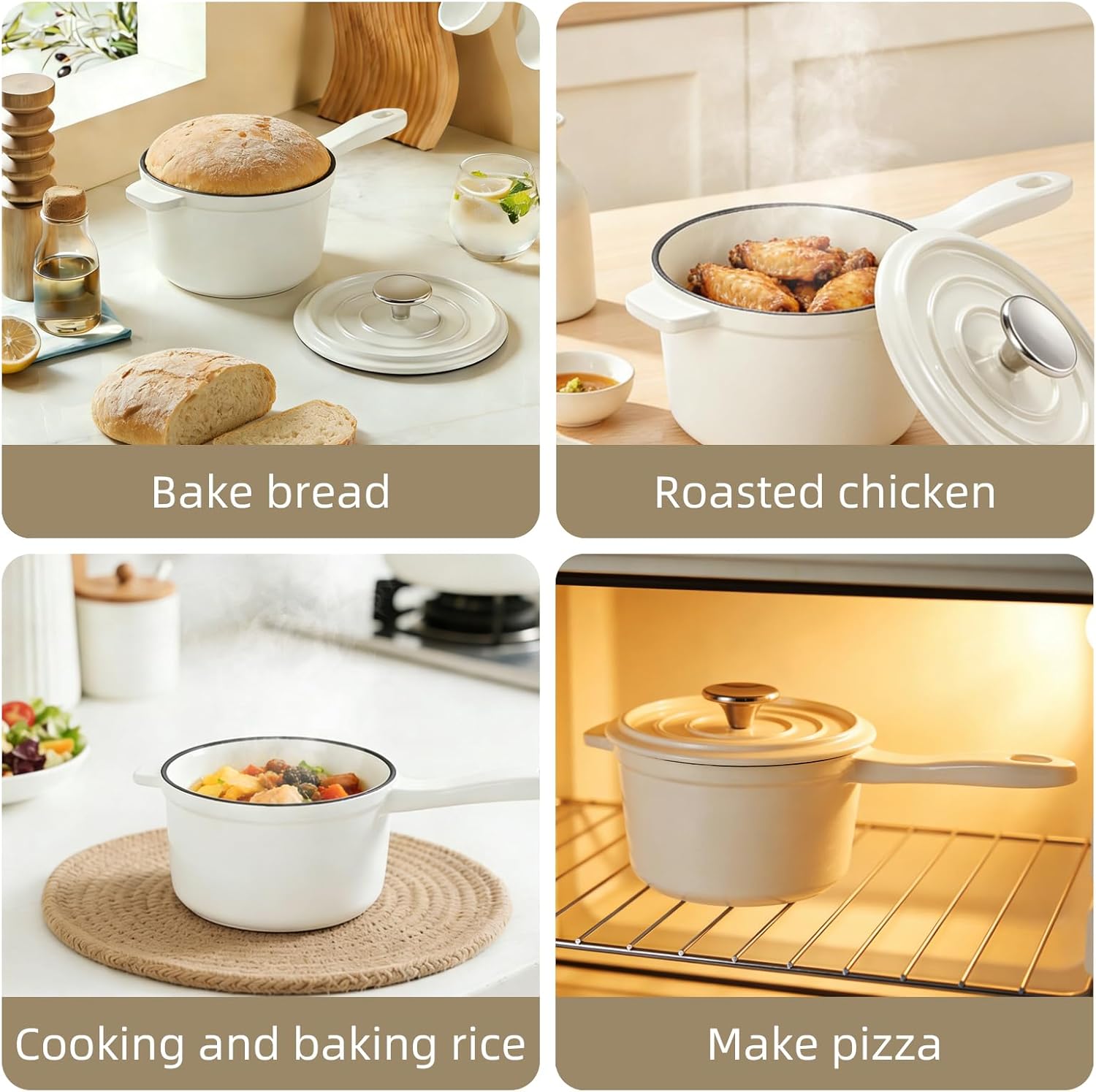 Enameled Cast Iron Sauce Pan, 2 Quarts Round Sauce Pot with Lid, Mini Dutch Oven Enamel Saucepan for Cooking Pasta Sauce, Marinate, Simmer, Refrigerate and Serve, Multiple Colors Available