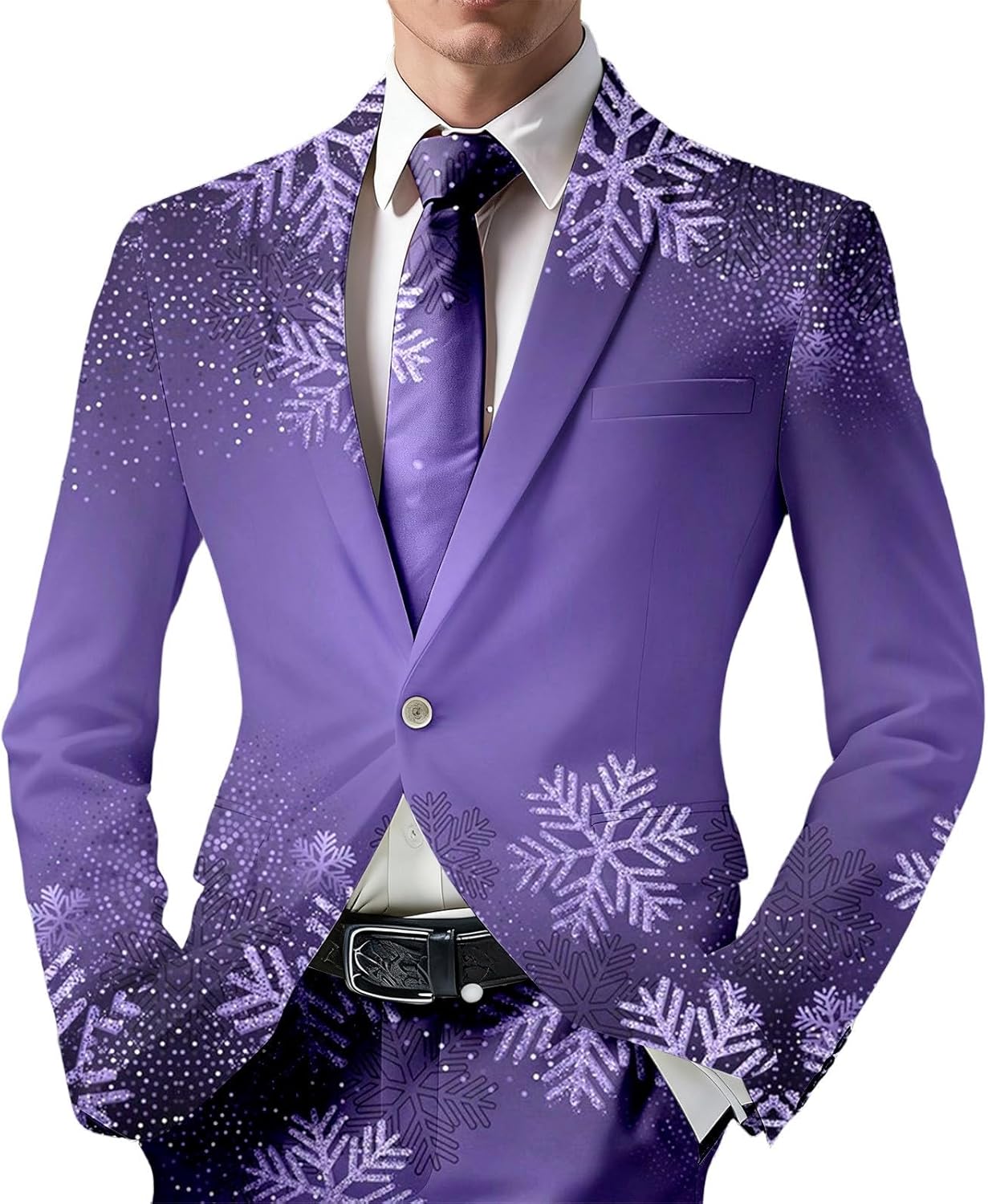 Kerstblazer voor heren, mantel met knopen, sneeuwvlok, 3D-print, lange mouwen, kostuumjas, grappige pasvorm, feestkostuum, kerstpak, slimfit, vrije tijd, colbert, kerstjas, feestelijke jas, rood, XXL