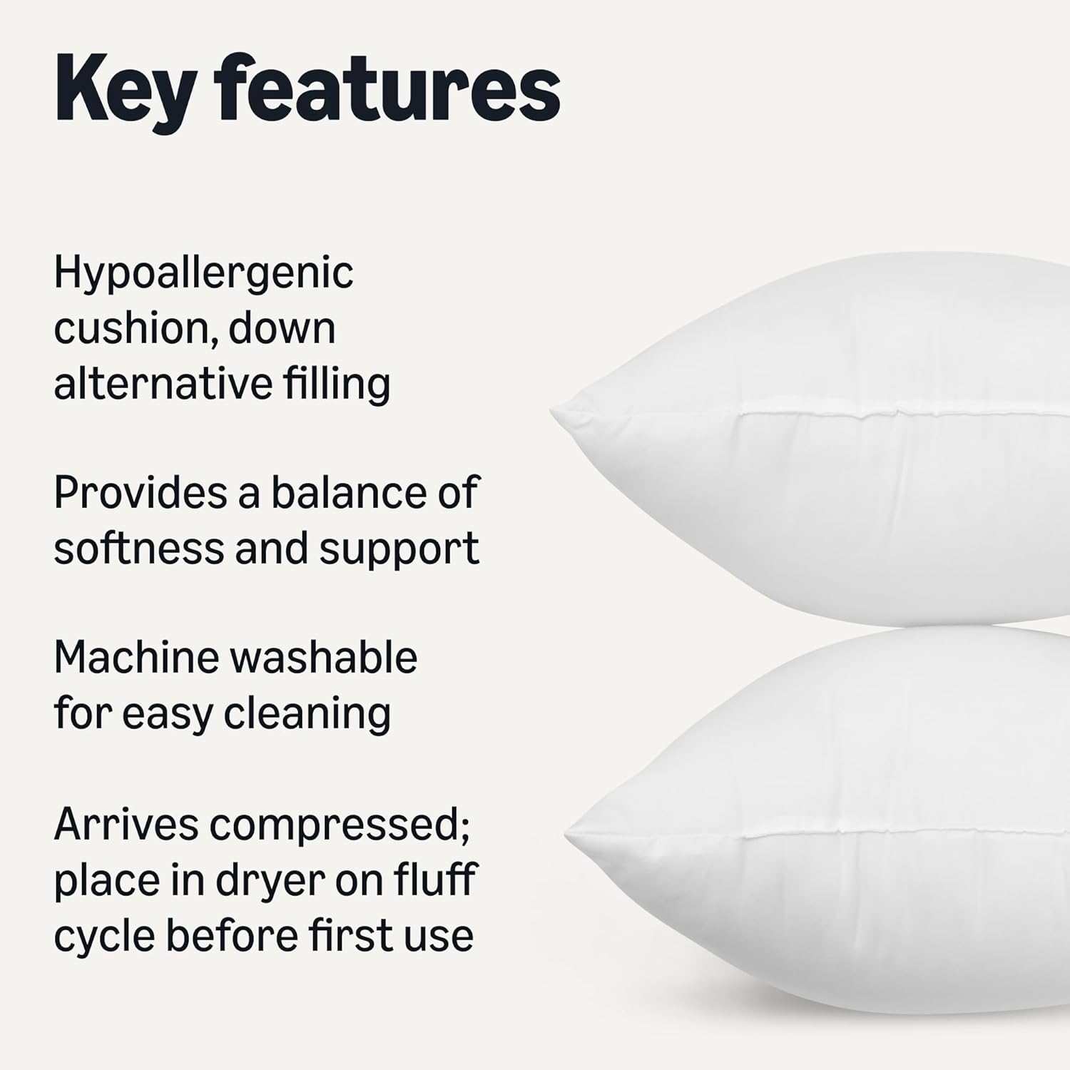 Amazon Basics Square Hypoallergenic Pillow Insert, Sofa Bed Couch Decorative Stuffer, 18", 4 Pack 18 x 18 inches 4 Pack