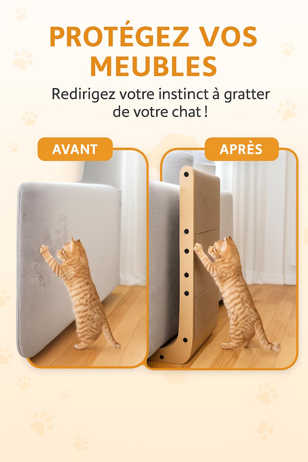 Griffoir en Forme de L pour Chats 68 cm – Meuble à gratter en Carton ondulé – Compact & Durable pour intérieur