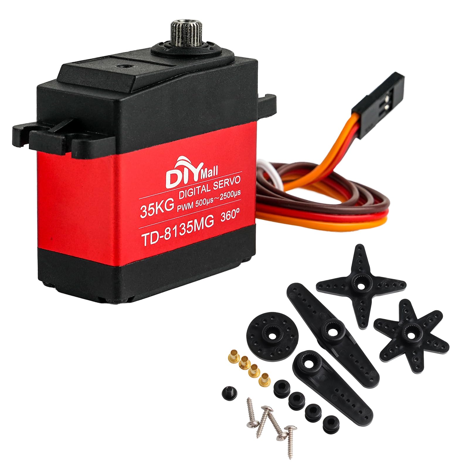 Heemol Digitale servo met hoog koppel, metalen aandrijving, 15 kg, RC servomotor, 6 V, 180 graden, voor RC Car 1/10 1/8 Aircraft Boat Robot Helicopter [1 stuks