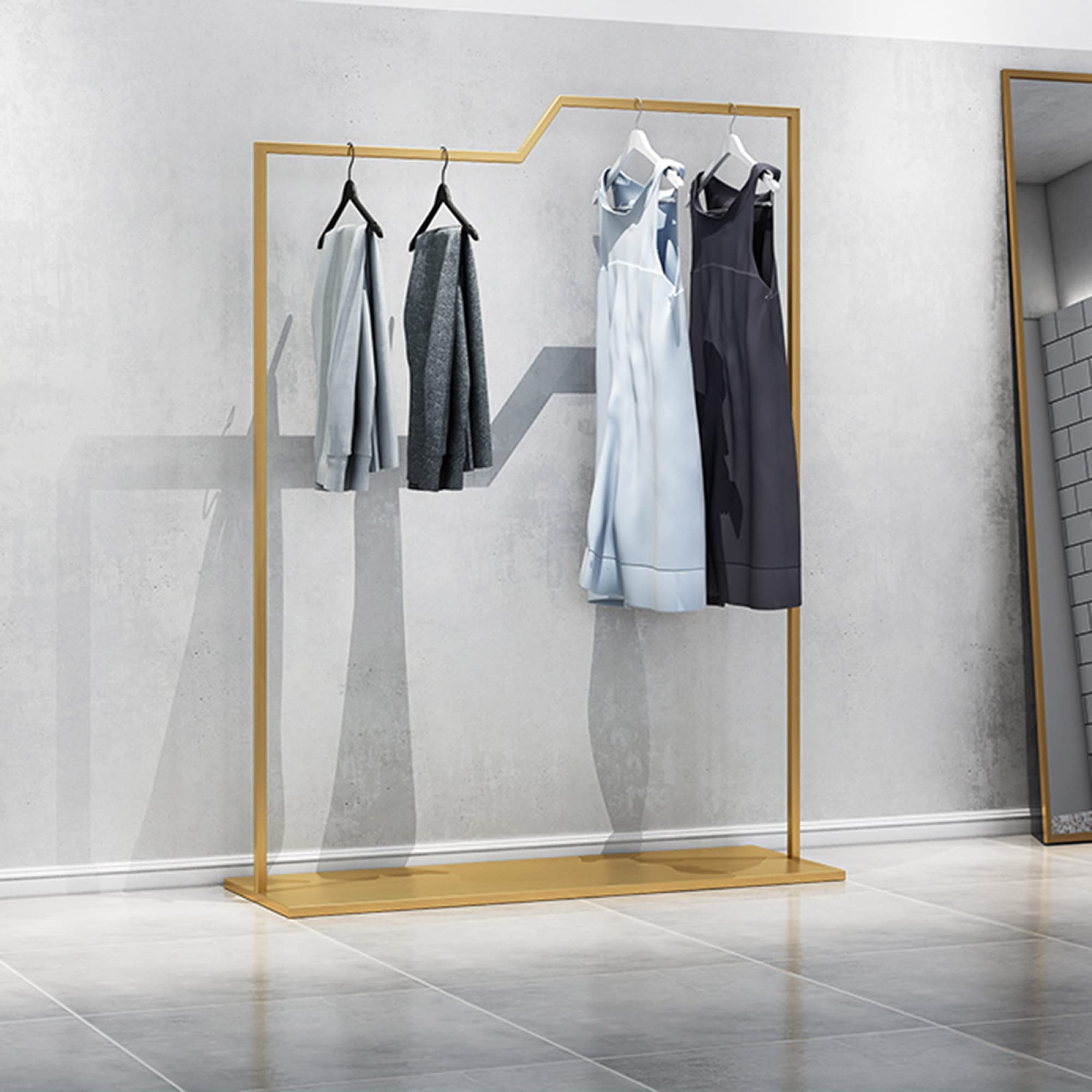 Rieles para Ropa De Alta Resistencia, Bastidores De Almacenamiento con Perchas, Bastidores De Exhibición De Ropa, Bastidores De Secado De Metal, para Guardar Cajas De Zapatos, Dorado, 150 Cm