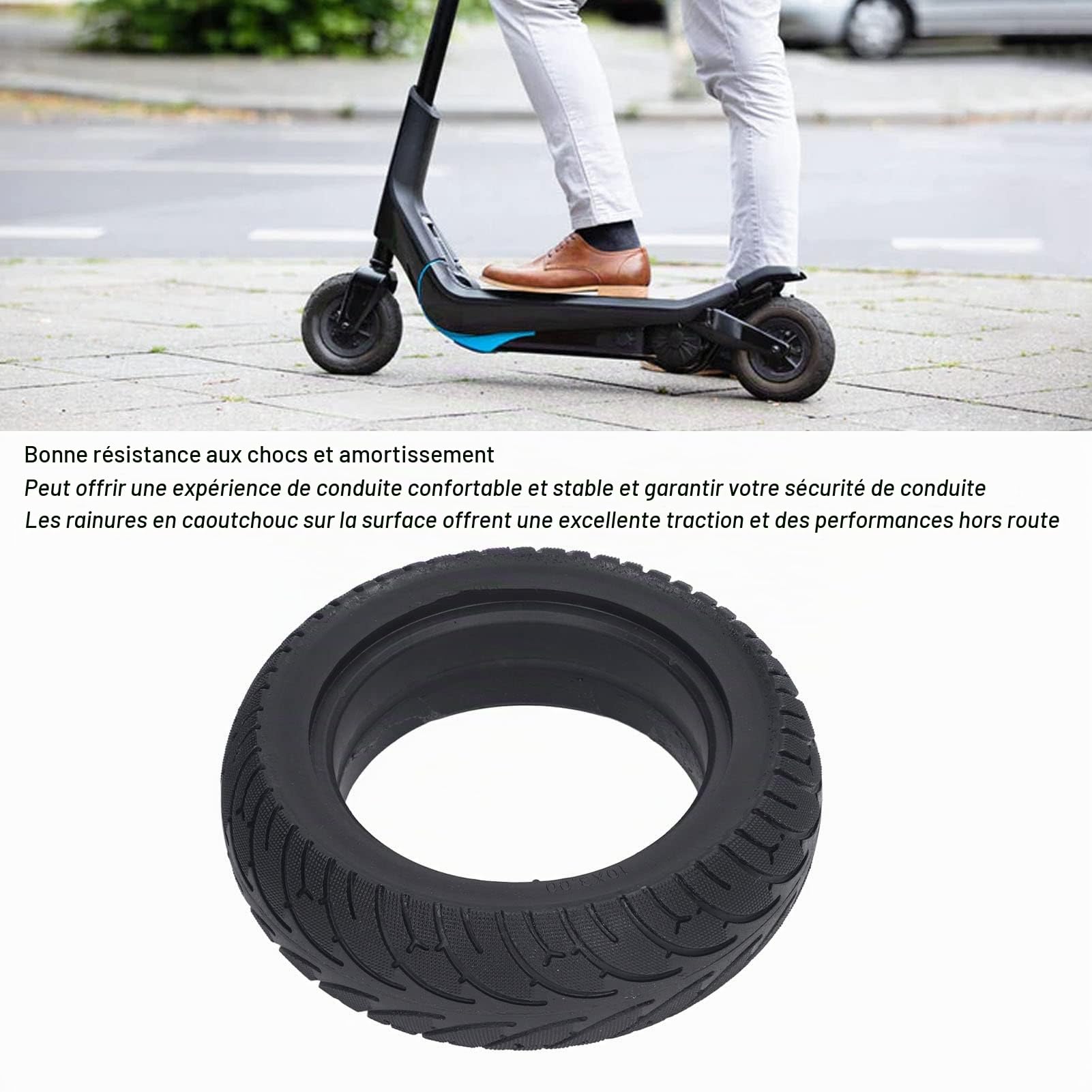 Pneu Solide PU Électrique 10x3.0 Roue de 10 Pouces pour Scooter Avant et Arrière