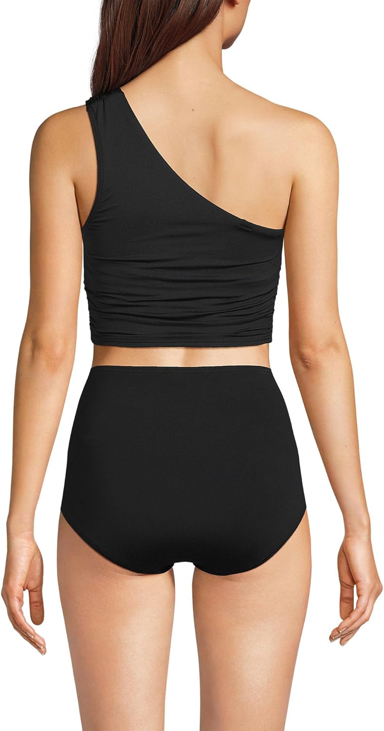 Lands' End Women's D-Cup Ruched One Shoulder Tankini Top