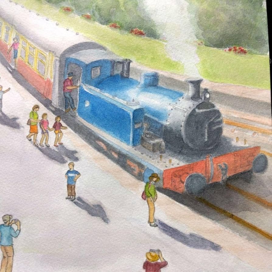 水彩画・原画・透明水彩・イギリス・湖水地方・汽関車トーマス 水彩画・原画・透明水彩・イギリス・湖水地方・汽関車トーマス
