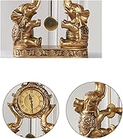Vista 6 de Table Clock Pendulum Clock Desktop Desktop Elephant Clock Clock Ornaments Home Living Room Retro Wood Old-Fashioned Clock Desk Clock (Color : B)