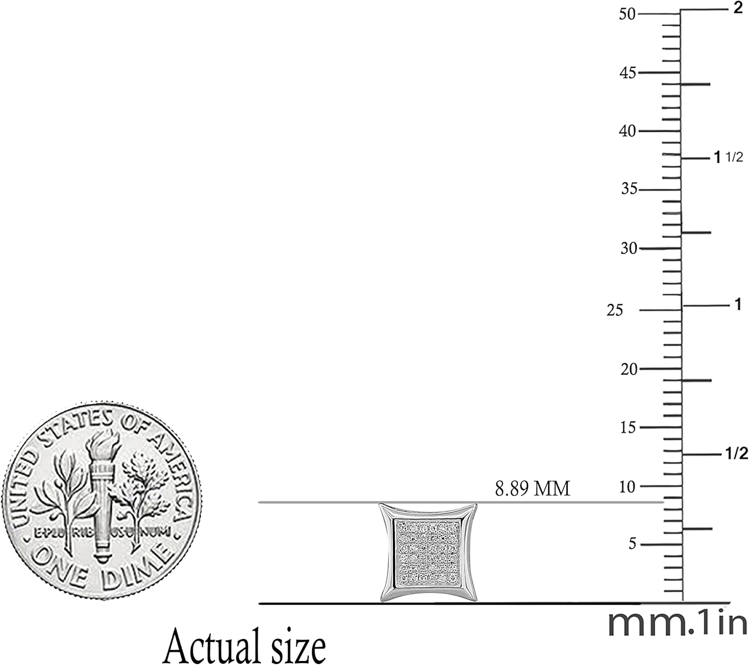 Dazzlingrock Collection 0.10 Ctw Natural Round White Diamond 8.89mm Kite Hip Hop Iced Out Stud in Sterling Silver, Screw Back,Unisex Design Ladies,Mens Real Diamond Earrings