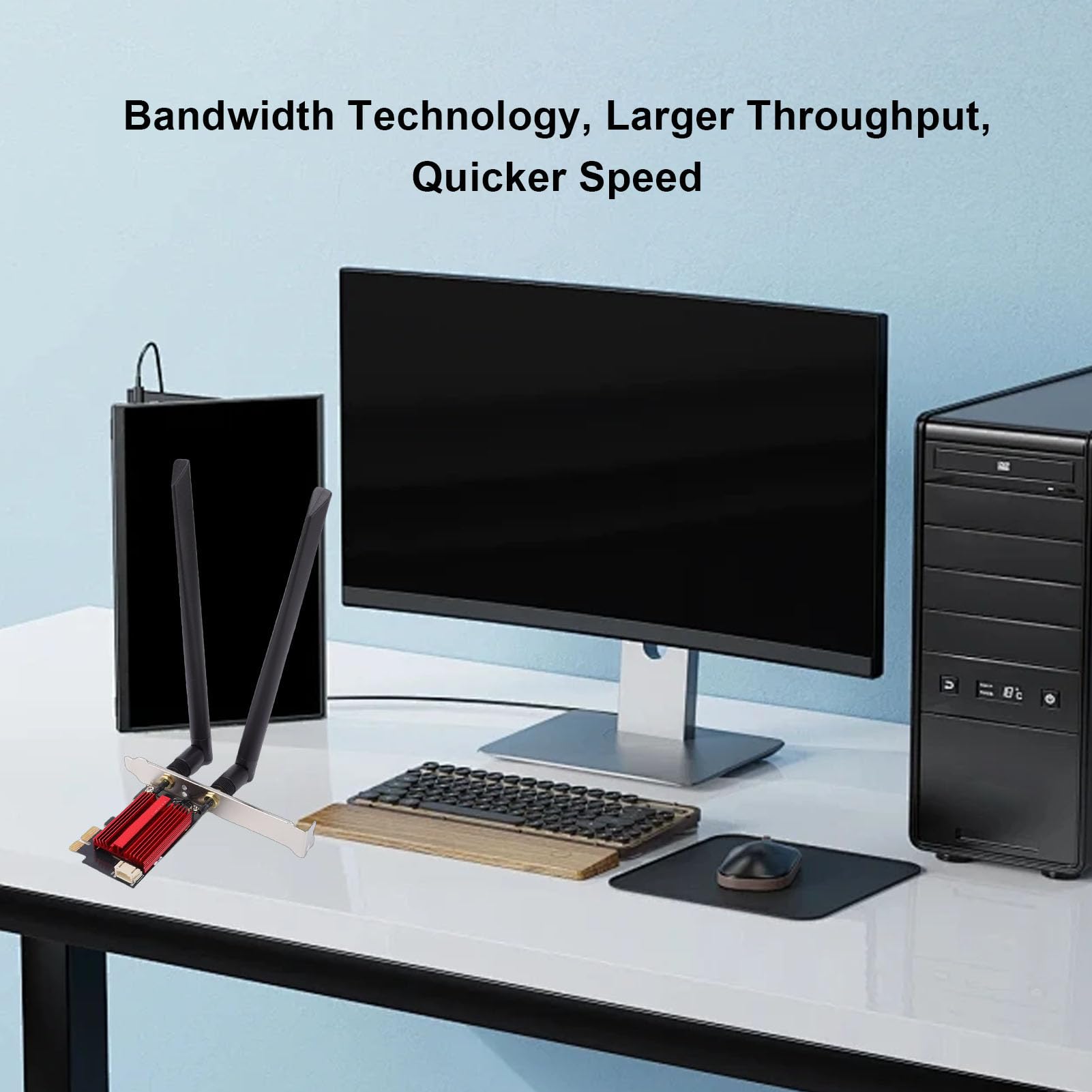 Bewinner Scheda PCIe WiFi 7 per PC Desktop, Adattatore di Rete 6400Mbps con Antenne 8dBi, 6G 5G 2.4G, Adatta per, 10 11, 4096-QAM, 320 MHz, BT5.4, Crittografia WPA4