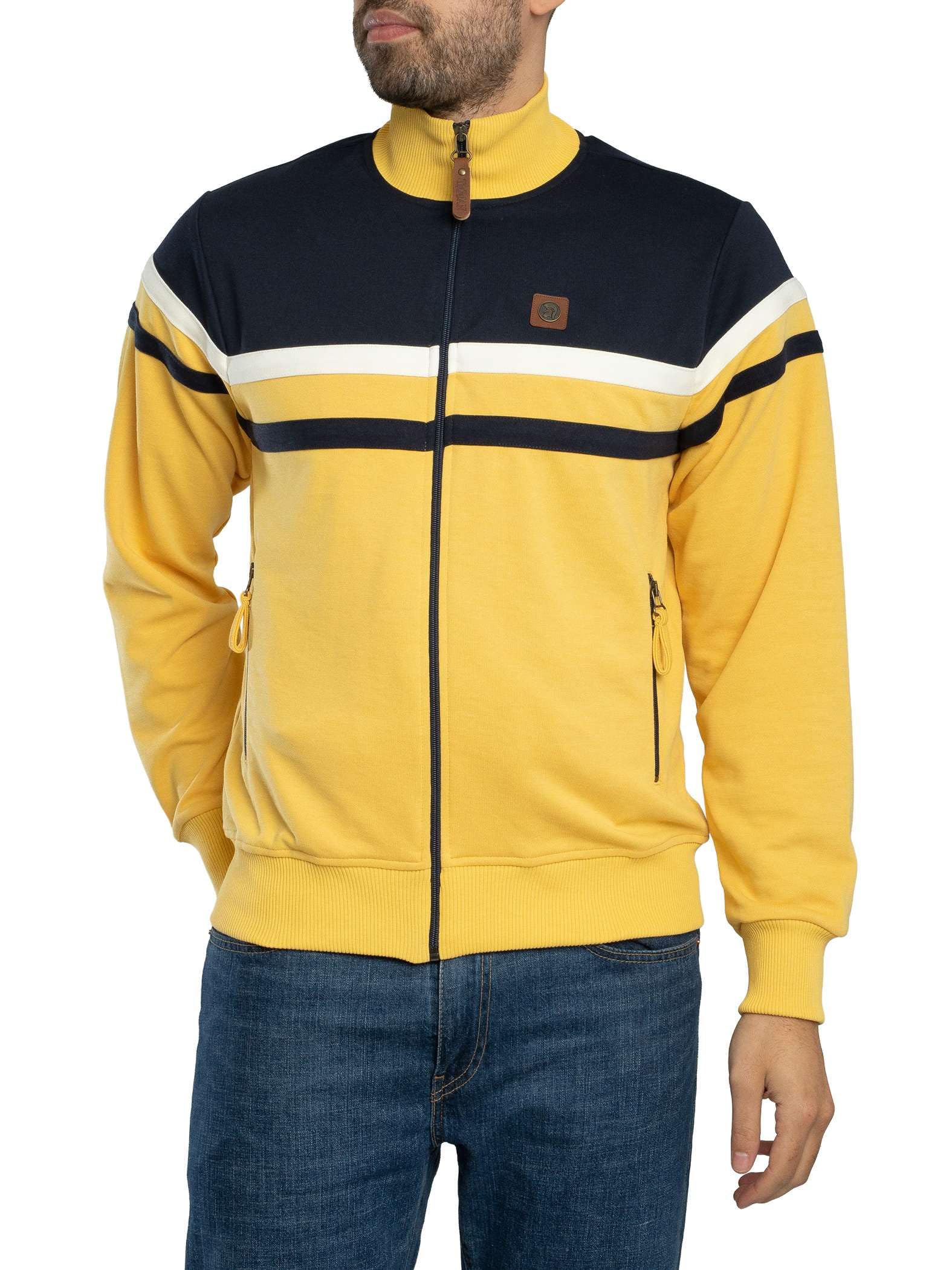 Trojan Men's Mustard Panel Stripe Long-Sleeve Track Top - Tr/9051