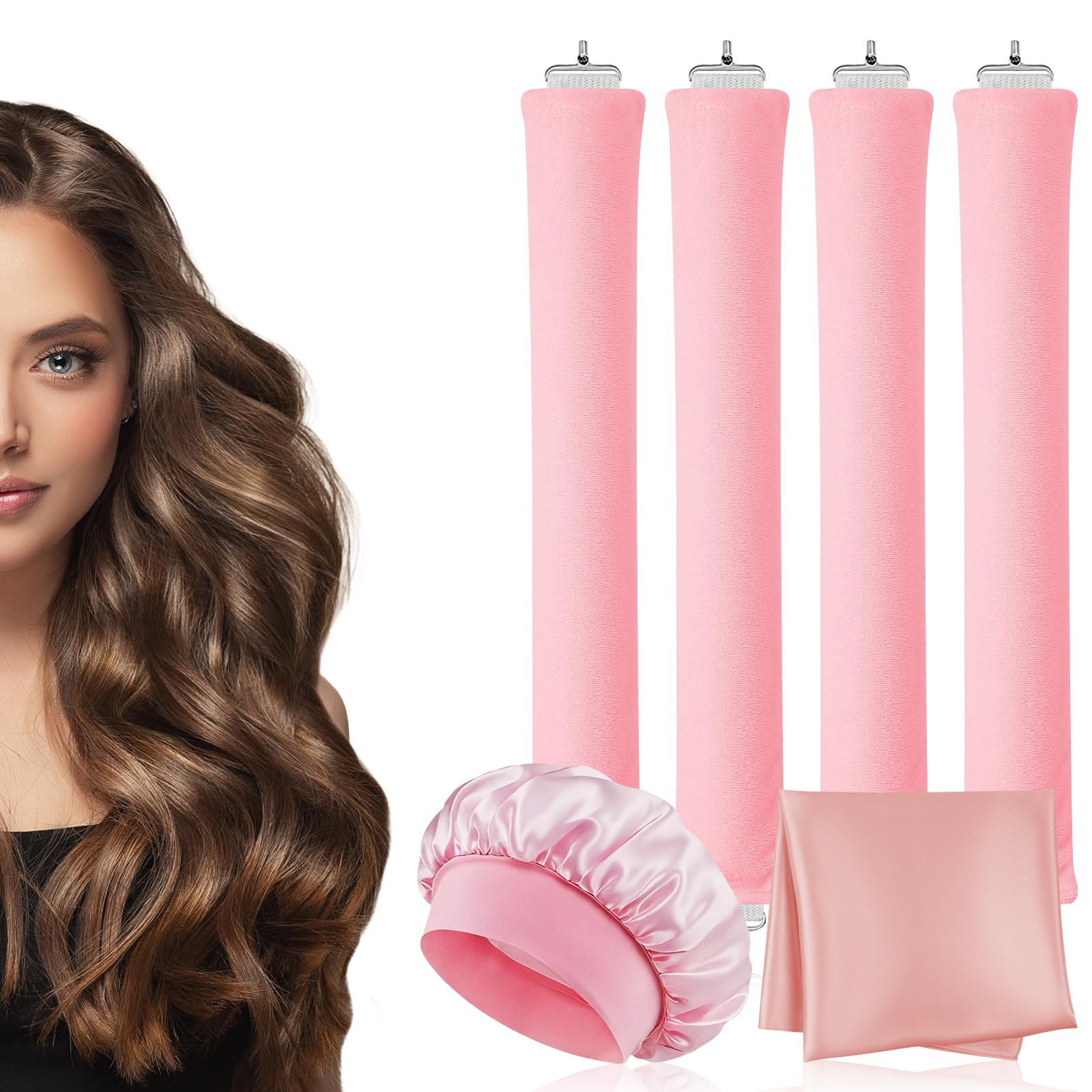 AOOWU Heatless Curls Band, üBer Nacht Overnight Blowout Locken Ohne, Neu Lockenwickler Locken Ohne Hitze, Diy Overnight Curls Gummi Hitzefreier Lockenwickler Locken für Mittleres Langes Haar