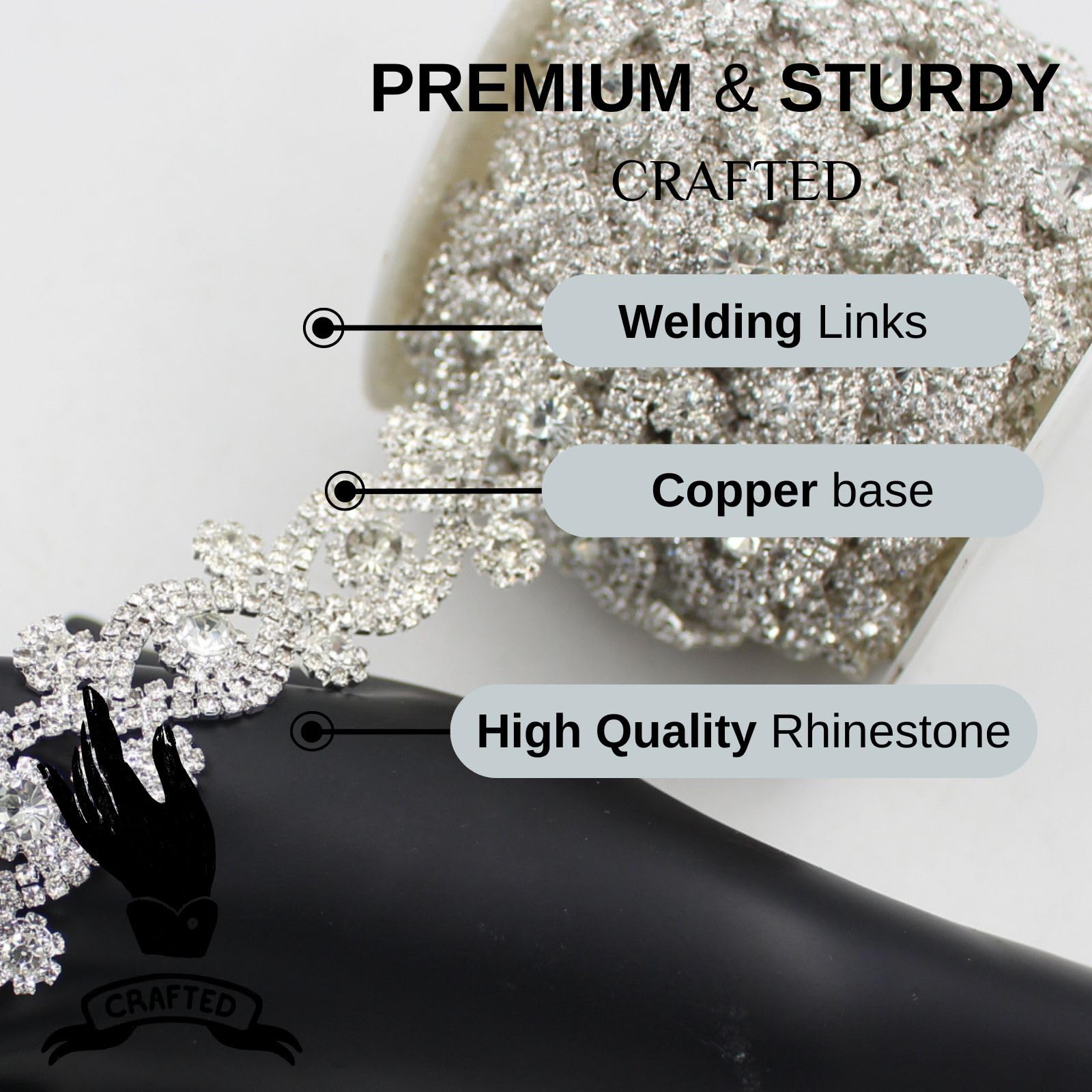 1 Yard Rhinestone Trim Chain - Image 3