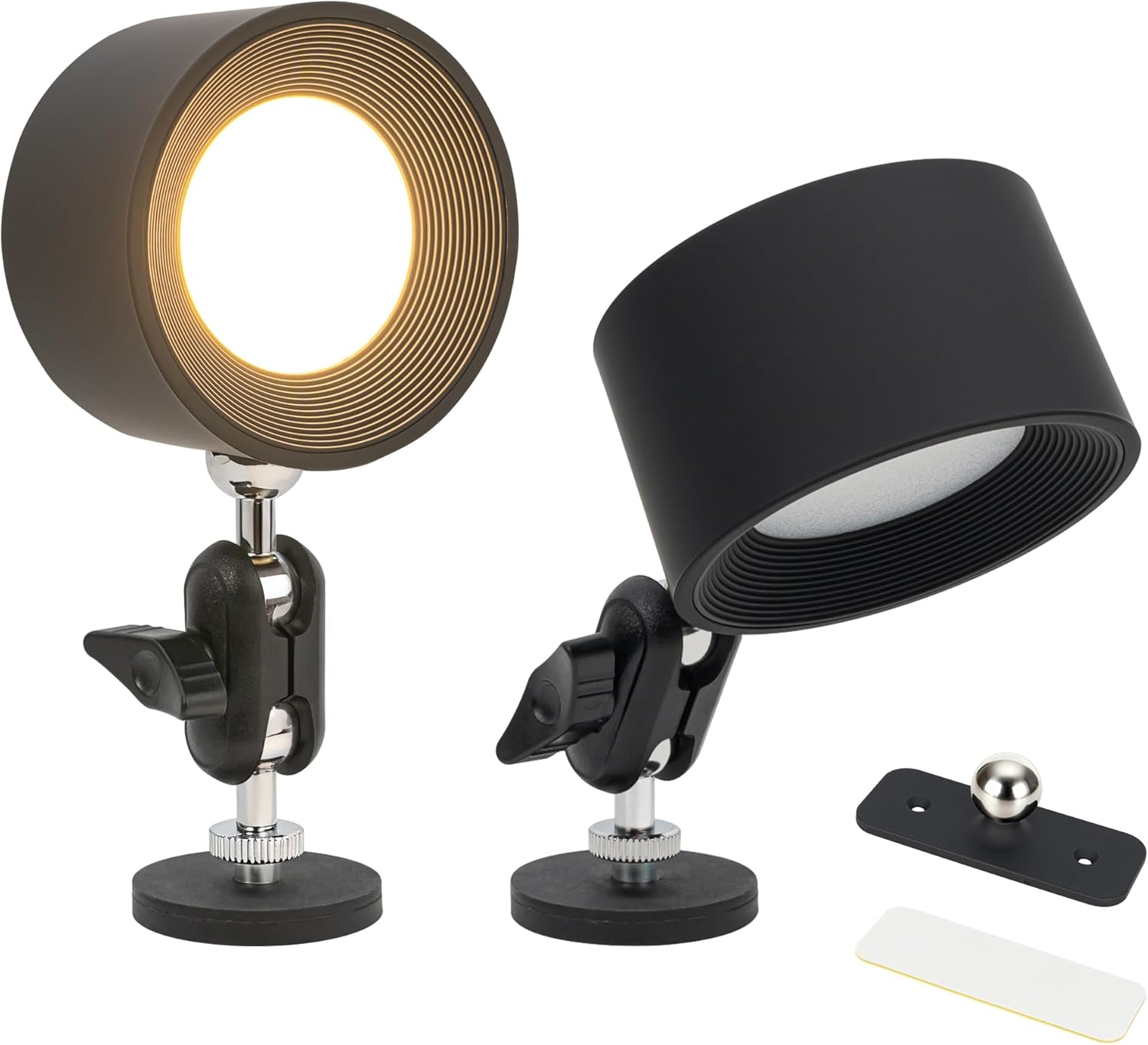 Gimbaled Stand Clamp Magnetic Base with Touch Control Wall Mounted Sconces, LED Reading Light, 3 Color Temperatures, 3 Brightness Rechargeable Battery Magnetic Ball 360°Rotation for RV