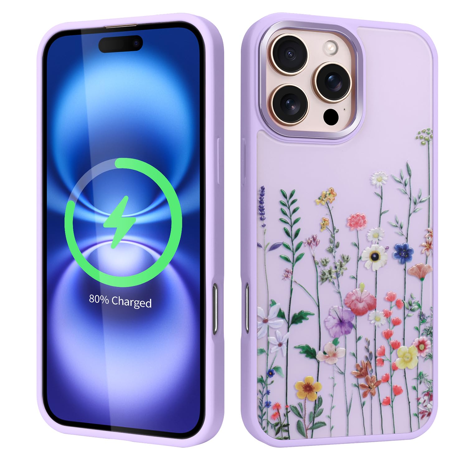 artslion for iPhone 16 Pro Case for Women Girl Men Boy,Compatible with Magsafe,Relief Printing Design,Shockproof Hybrid TPU+PC Case for iPhone 16 Pro