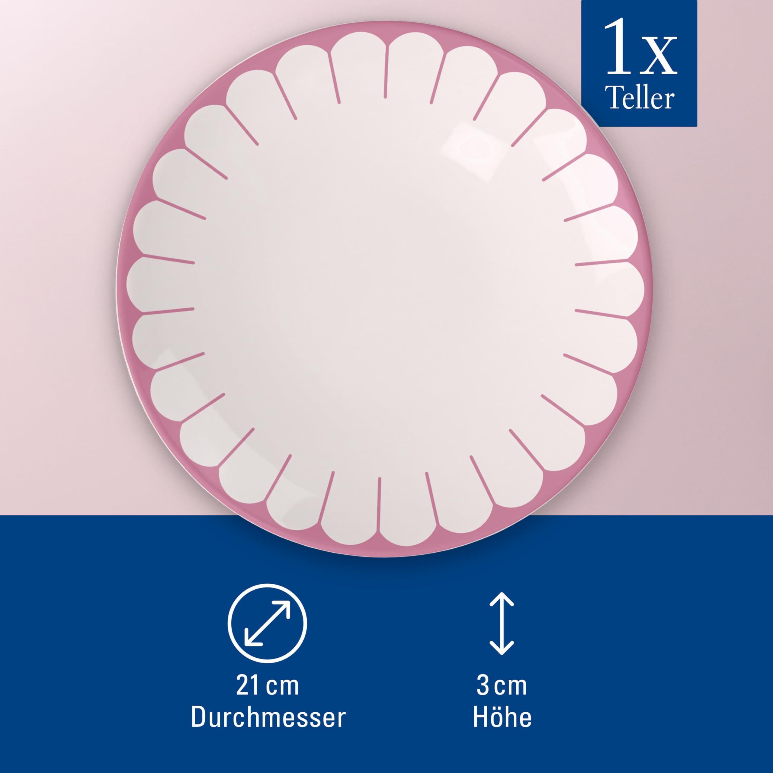 Villeroy & Boch - Fleur cassis Frühstücksteller pink, Spülmaschinenfest, Mikrowellensicher, Dessertteller, Kleiner Teller für Frühstück, Desserts & Snacks, Kuchenteller, Premium Porzellan