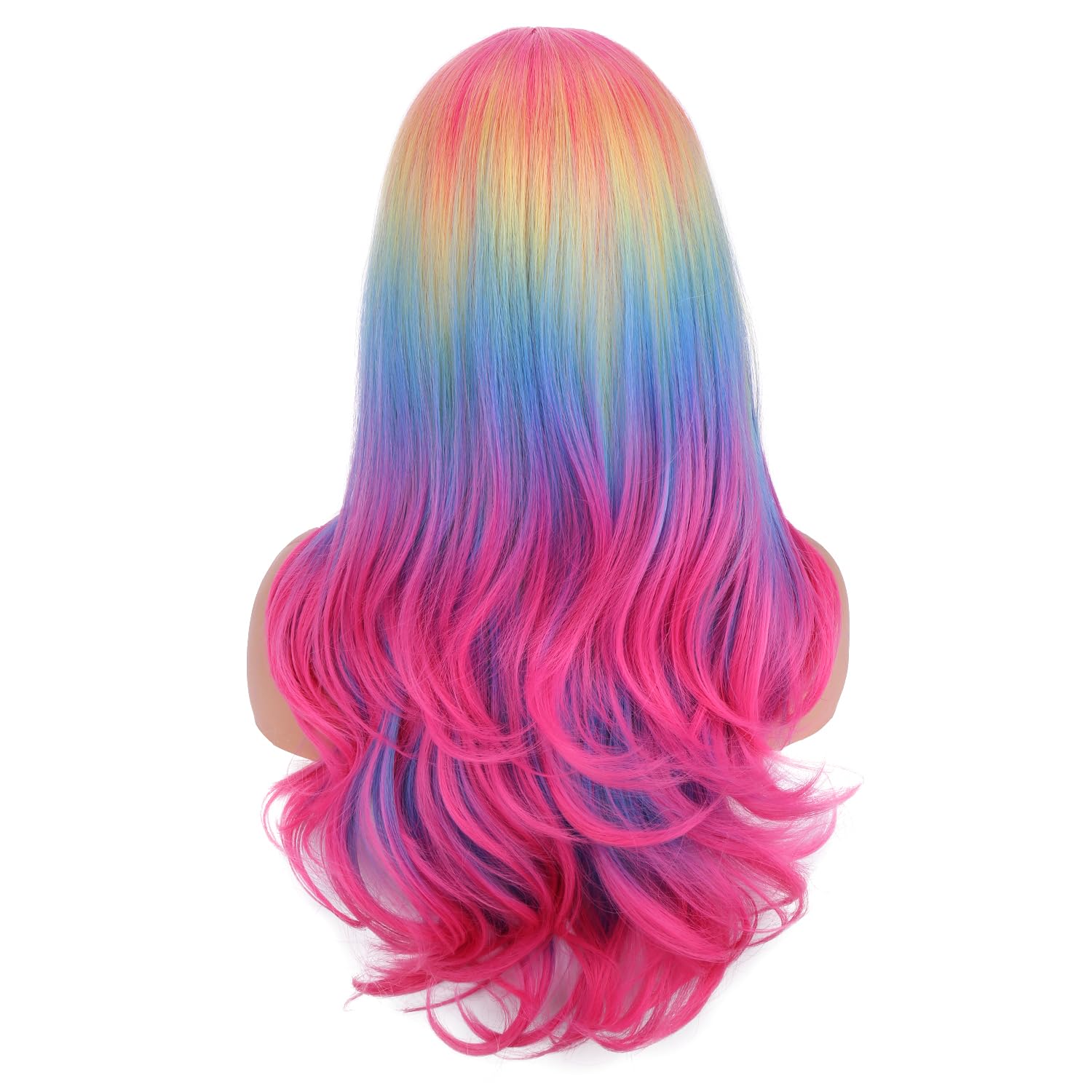 Amazon.com : MAGQOO Rainbow Wigs for Women Long Curly Wavy 