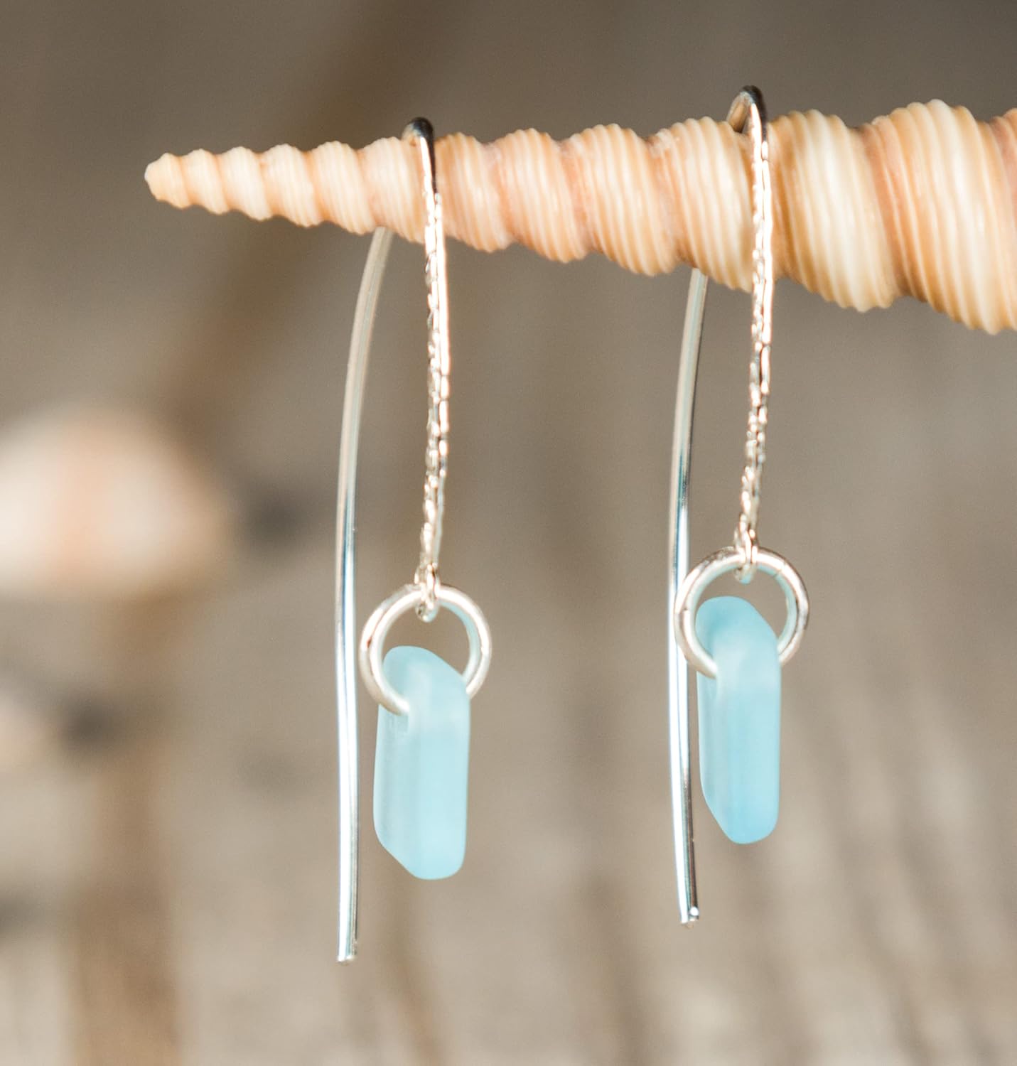 Sea Glass Sweep Earrings - Sterling Silver Drop Earrings by EcoSeaCo, using recycled and sustainable material. Handmade in the USA - Image 7