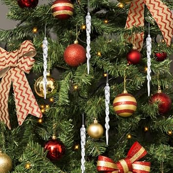 Clear Icicle Ornament 24PCS Christmas Tree Decoration Acrylic Clear Diamond Icicles Christmas Tree Decorations Icicle Outdoor Christmas Decs 13cm