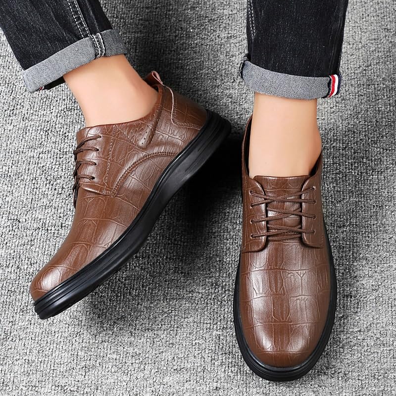 Mens Round-Toe Casual Business Oxford Dress Shoes Fashion Classic Carved Lace Up Leather Comfortable Shoes2