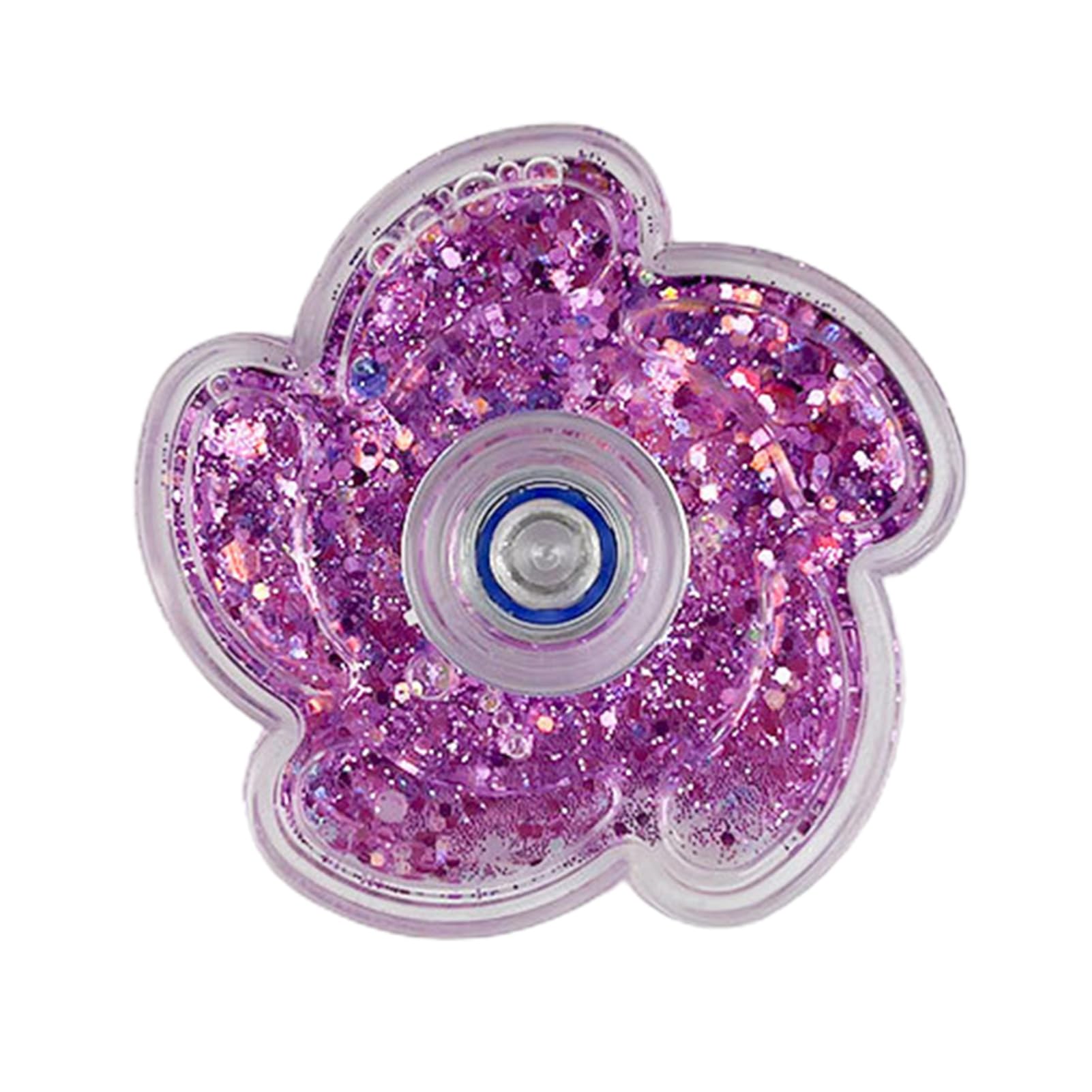Boredom Eliminator Spinner Kids Fidget Flower Toy Glitter Quicksand Filled Stress Relief Finger Flexibility Training Spinning Top Fingertip Gyro for Purple