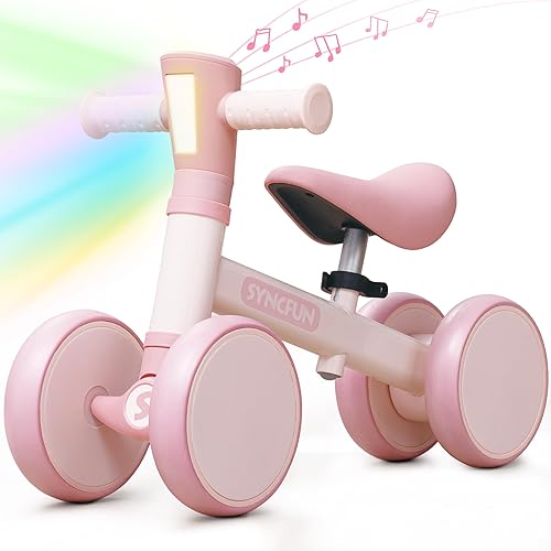 SYNCFUN Bicicleta de equilibrio para bebés con música y luz para niños de 1 a 2 años, regalo de primer cumpleaños, regalo de cumpleaños de un año