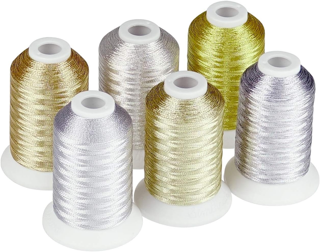 Embroidery Thread Gold Silver Colors Metallic Embroidery Thread for Hand Or Machine Embroidery, 6 Spools 550 Yards Each