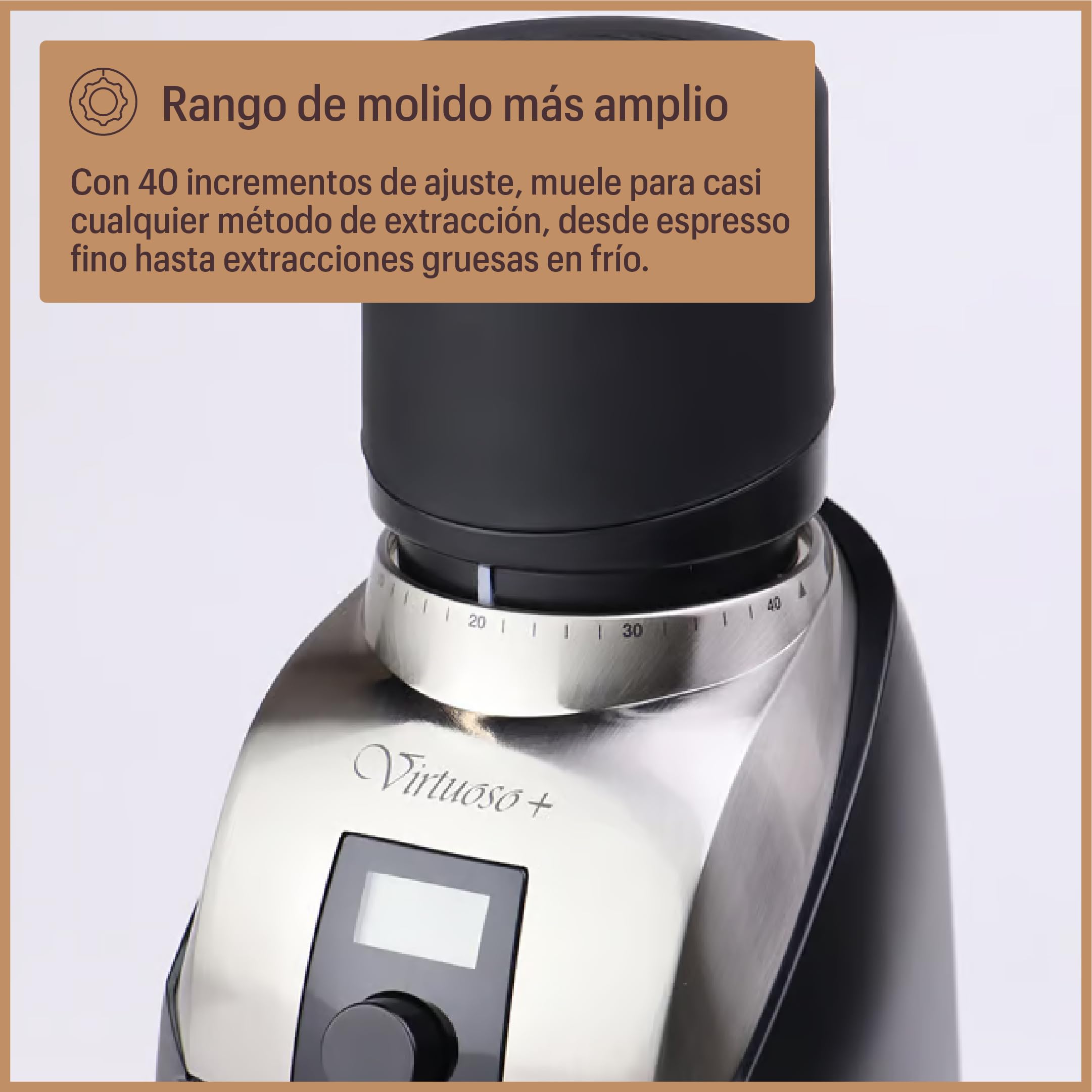 Baratza Virtuoso+ Molinillo Eléctrico de Café en Grano, Negro | Coffee Grinder con Temporizador