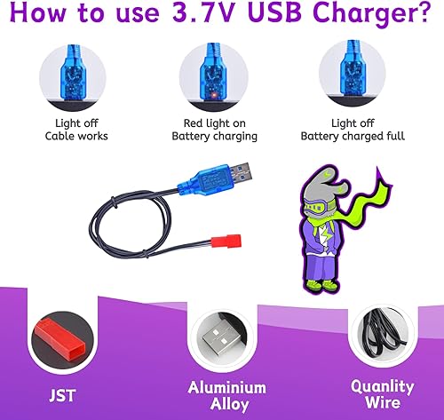 Miniatura 6 de Batería de iones de litio de 900 mAh 3.7 V 10C con enchufe JST, alta capacidad para Huina 1337 1338 EC16 DE85 RC Stunt Car Construction Trucks,