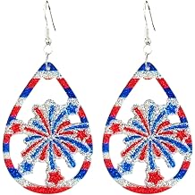 July 4th Independence Day Earrings Sparkle Acrylic Star Red White Blue Drop Dangle Earrings Festival Party Patriotic Jewelry