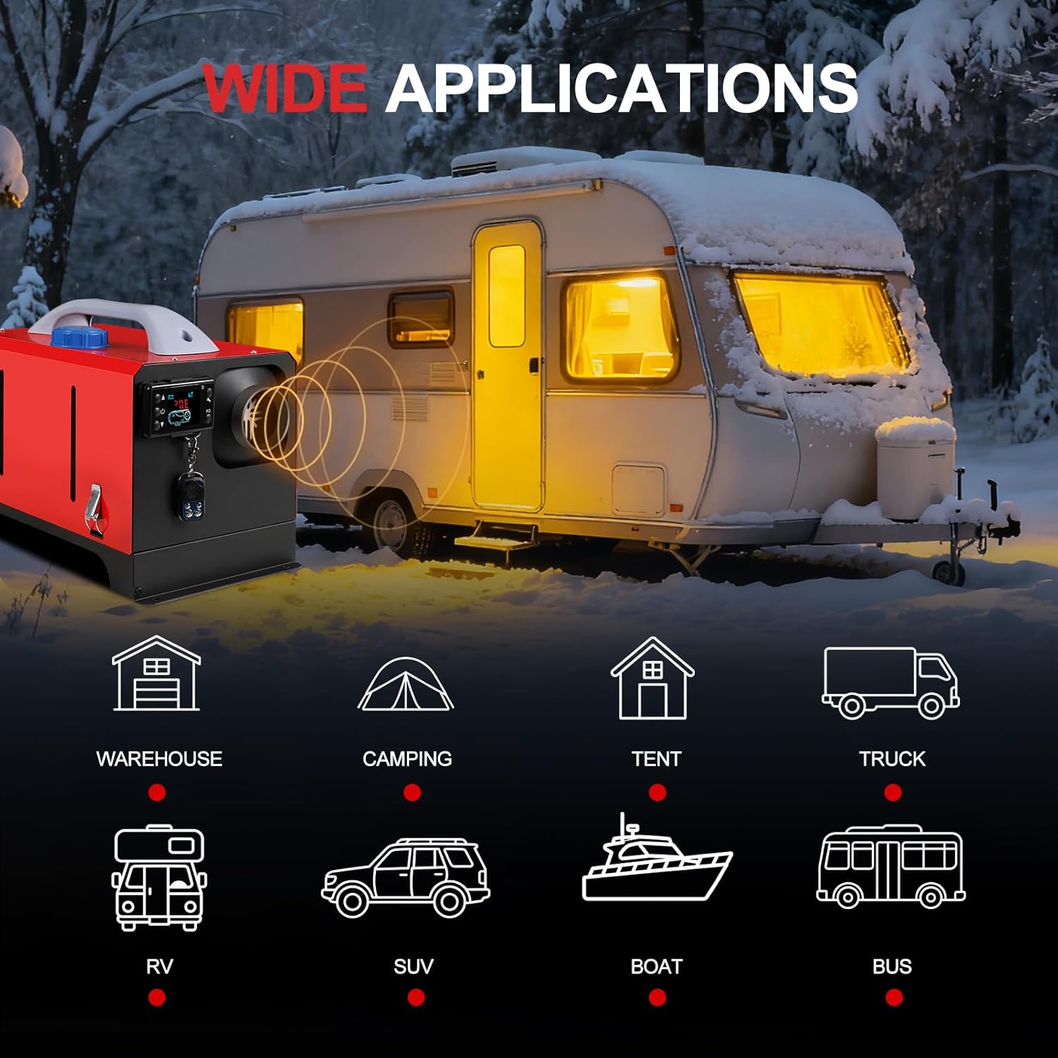 8KW Diesel Heater, 12V/24V Parking Heater with App Control and LCD Display, Automatic Start and Stop, for RV Garage Camper Fishing SUV Car Trailer Camper Van Boat (Horizontal)