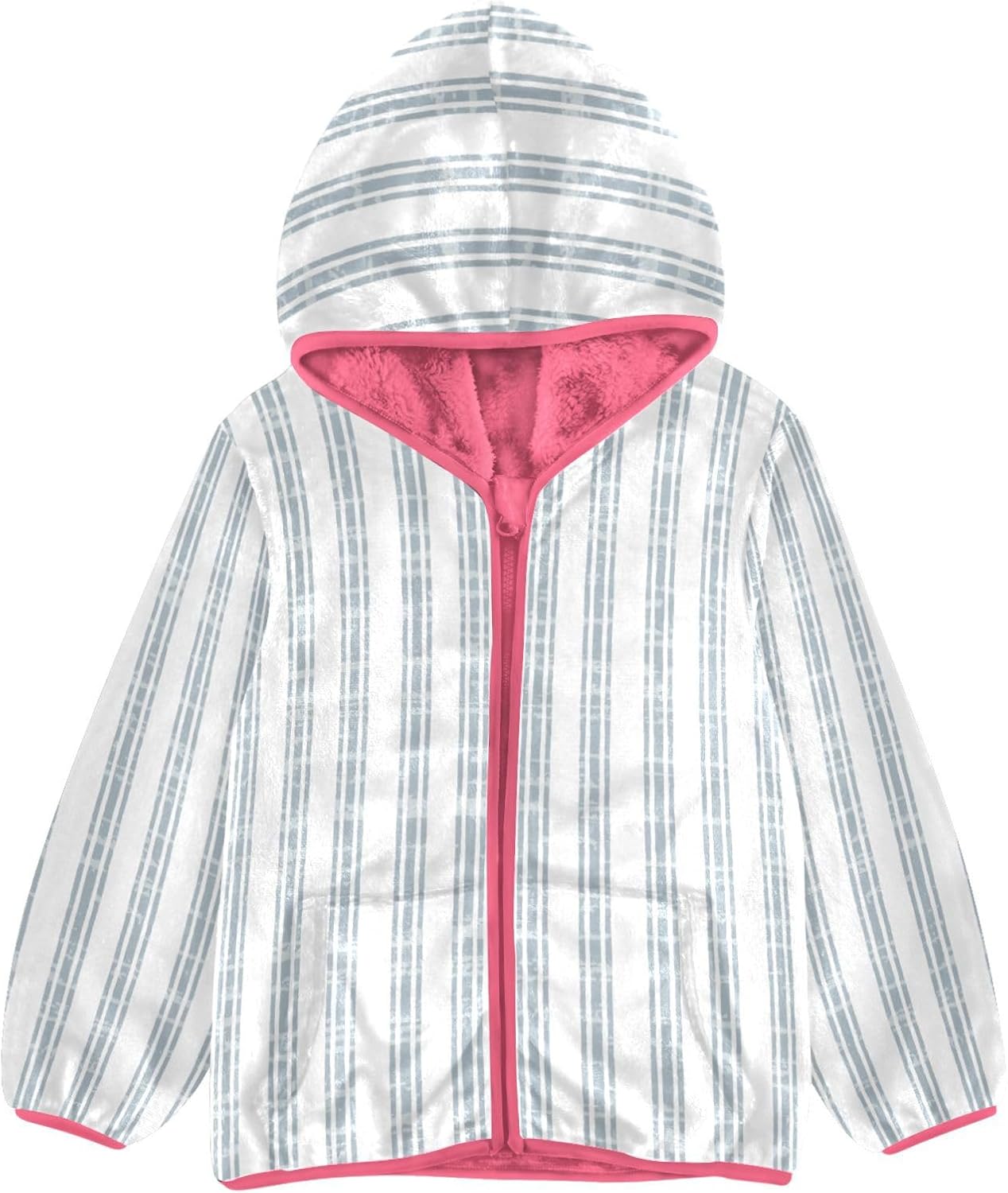 GuoChe Seamless Vertical Stripes Texture Boy Hooded Fleece Jacket