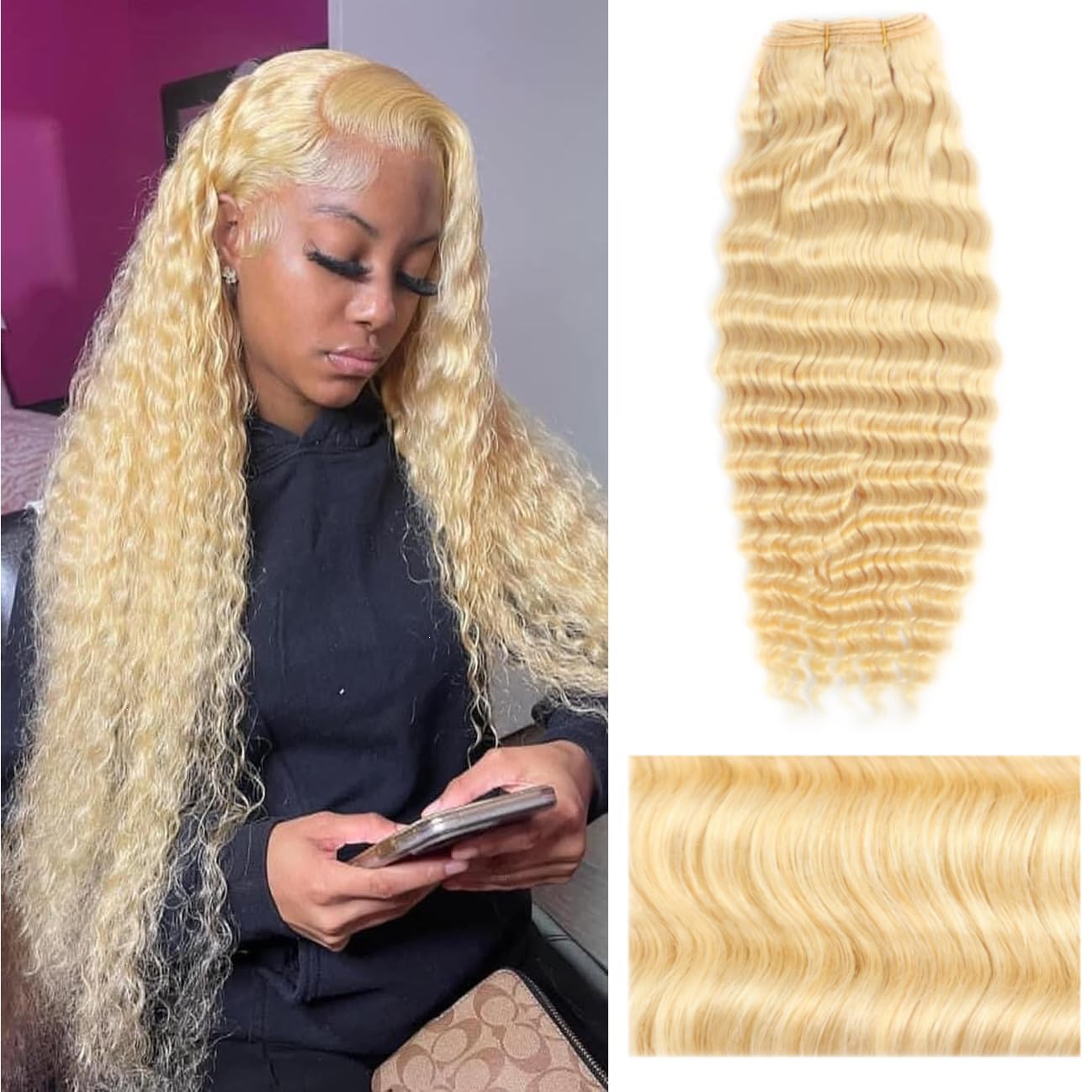 HC 613 Bundles Human Hair 30 Inch Blonde Straight Bundles 100% Unprocessed 10A Grade Brazilian Virgin Human Hair Bundles 1 Bundle Human Hair 613 Blonde Bundle (Single Bundles Human Hair)