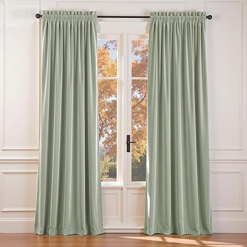 Miniatura 31 de Lazzzyt Cortinas de terciopelo para sala de estar gris, juego de 2 paneles de lujo suaves, cortinas con aislamiento térmico de 96 pulgadas de largo,