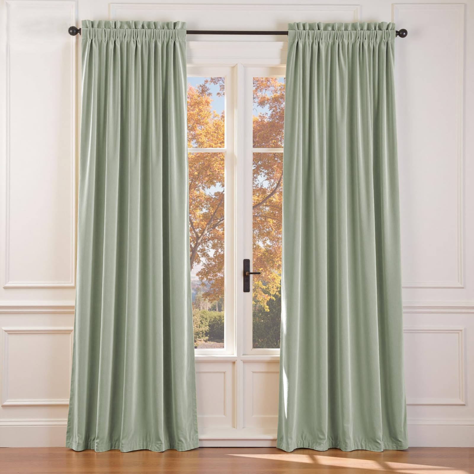 Lazzzy Green Velvet Curtains Blackout Thermal Insulated Curtains 84 Inch Long Window Drapes for Bedroom Living Room Super Soft Luxury Rod Pocket