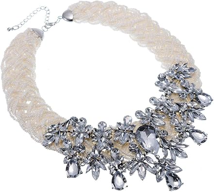 Jerollin Simulated Pearl Body Statement Necklace for Women, Fashion Collar Bib Necklaces Fashion Costume Jewelry Necklace...