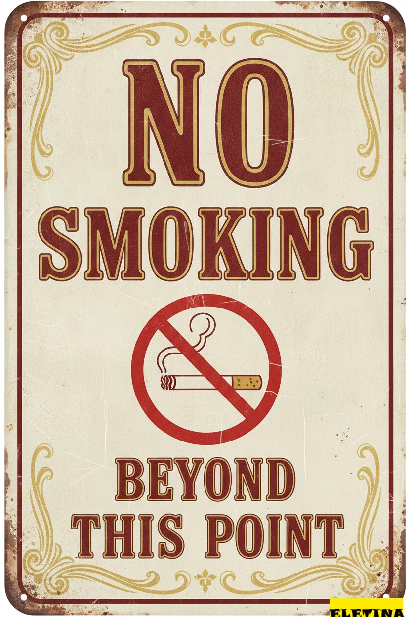 No Smoking Beyond This Point Metal Tin Warning Sign Road Street Outdoor Yard Floor Decor 8x12in