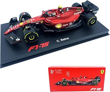 HTLNUZD Bburago 143 Latest 2022 F1-75#55 Carlos Sainz 1/43 Alloy Racing F1-75#55 Luxury Formula One Static Die Cast Vehicles Collectible Car Model Collection Gifts Hardcover F1-75#55