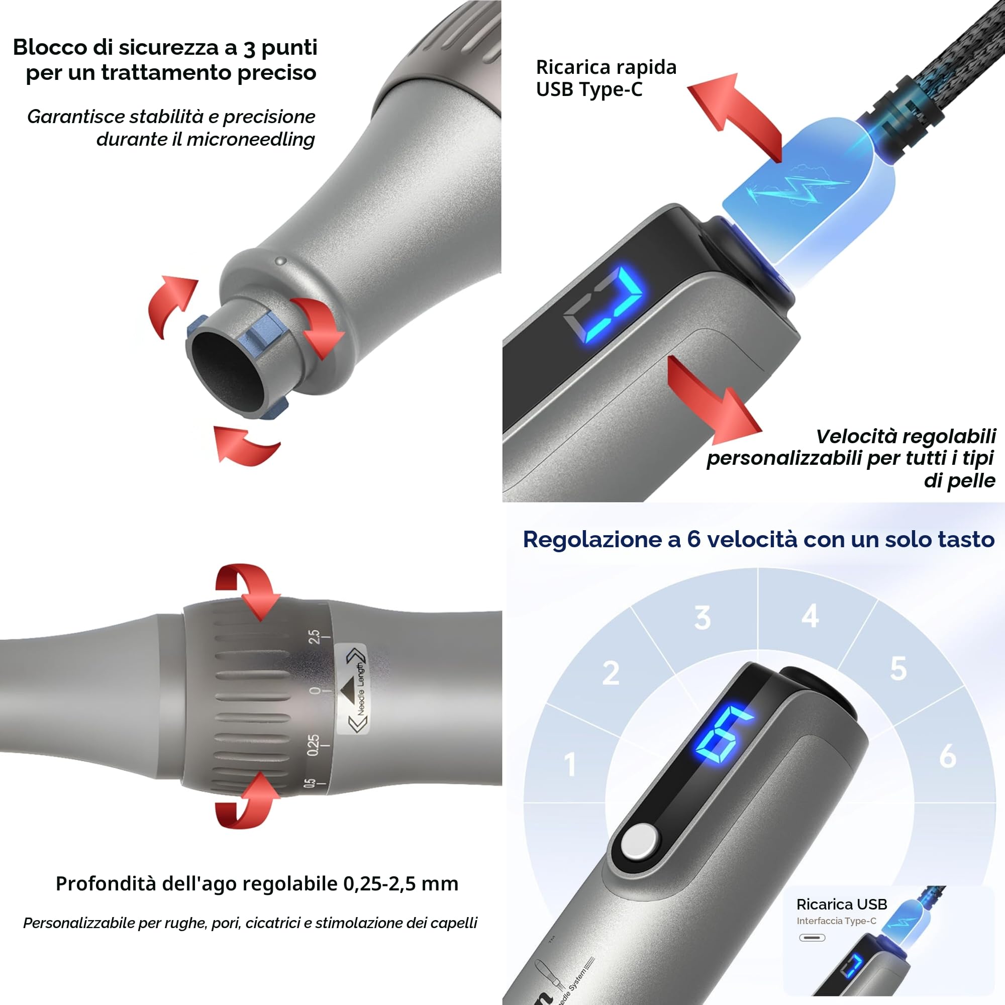 Dr.pen Ultima M8S Microneedling Pen – Penna Derma Senza Fili con 20 Cartucce di Ricambio