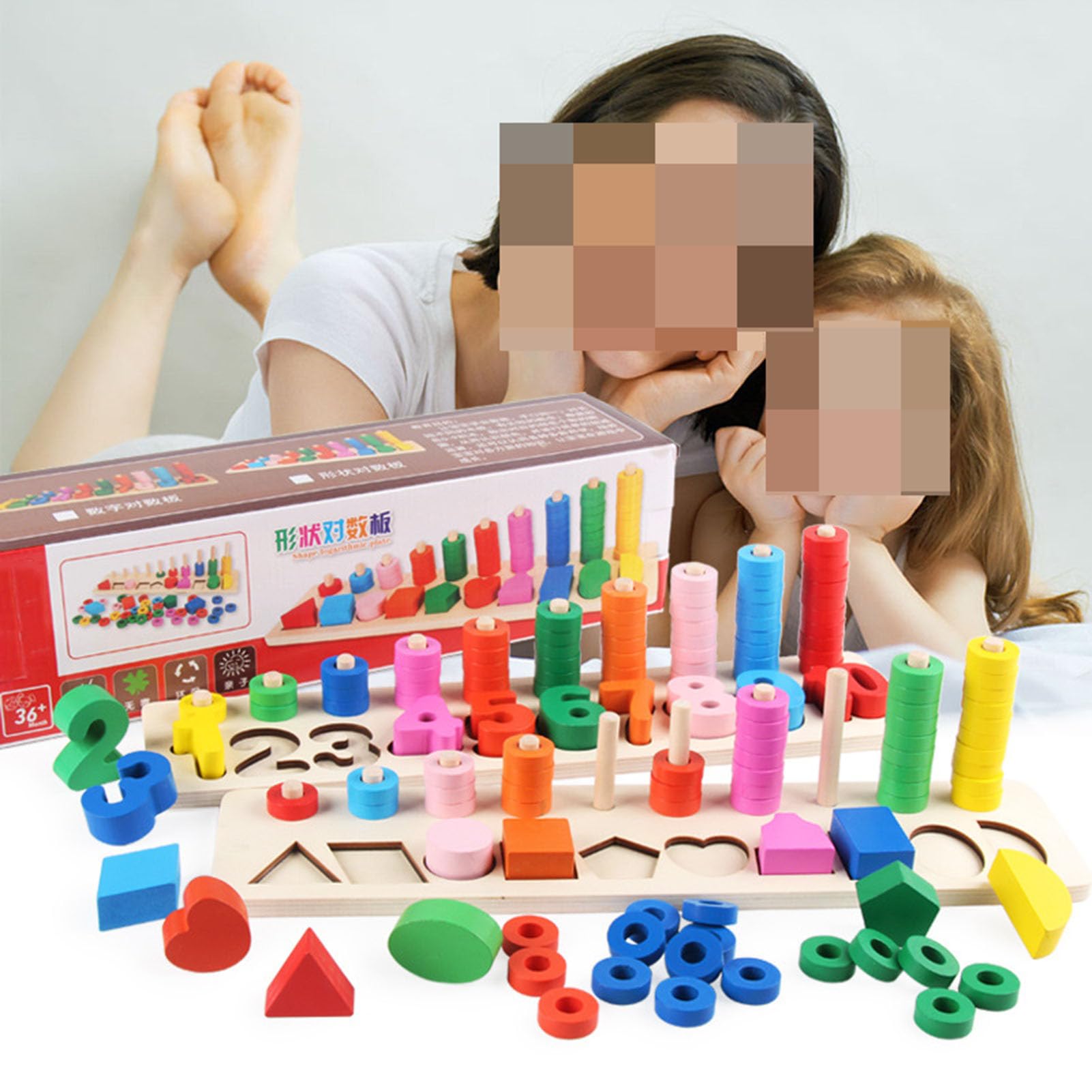 Montessori Form- & Zahlen-Zählbrettspielzeug, Holzpuzzle zur Bildung für Kleinkinder,Sets