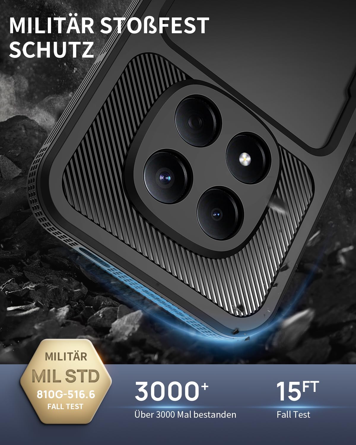 Lanhiem für Xiaomi Redmi Note 15 Pro 5G Hülle, IP68 Wasserdicht Handyhülle Xiaomi Note 15 Pro 5G 360 Grad Schutzhülle Stoßfest Staubdicht Outdoor Panzerhülle mit Eingebautem Displayschutz, Schwarz