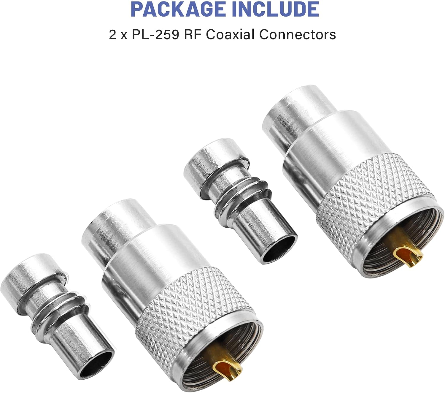 Anina PL259 Coaxial Connectors UHF Male Solder Connector Plug with Reducer for RG8 RG59 RG8x LMR-400 RG-213 Coaxial Cable Ham Radio Antenna Connector 2-Pack